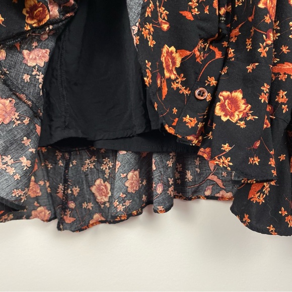 FREE PEOPLE ‘Flower Fields’ Boho Mini Dress, Black/Orange Floral, Size Small - Picture 8 of 16